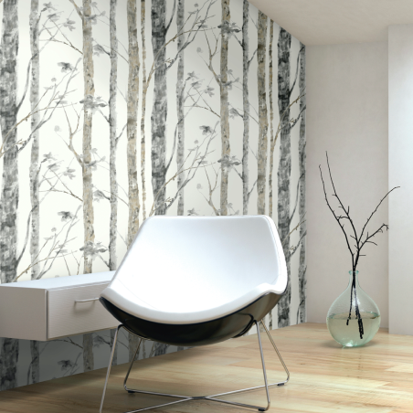 Papier peint adhésif Birch Trees gris - LES ADHESIFS - Lutèce - RMK9047