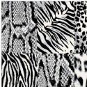 Tapis velours ras "Patchwork peau de bête noir et blanc" - Flash BALTA 120x170