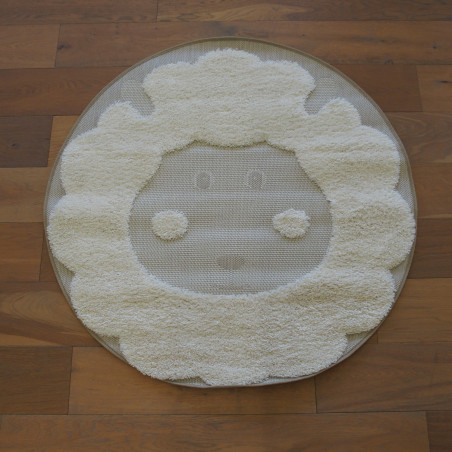 Tapis enfant rond "Tête Mouton écru et taupe" - Richie BALTA Diam.120