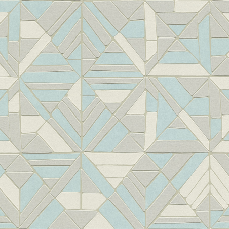 Papier peint Graphique Mosaique bleu et beige  - POP STYLE - AS Création - AS374813