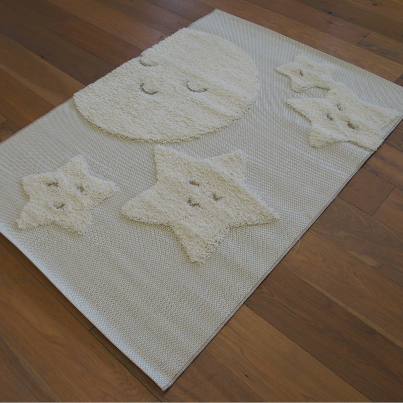 Tapis Lune et ses Etoiles écru et beige - 120x170cm - RITUAL KIDS