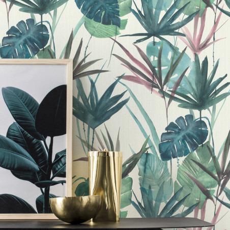 Papier peint intissé BOTANIQUE feuillage bleu vert - BARBARA 2 Rasch 536423