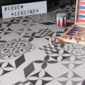 Sol PVC - Feliz 595 carreaux de ciment noir blanc gris - Bingo IVC - rouleau 4M