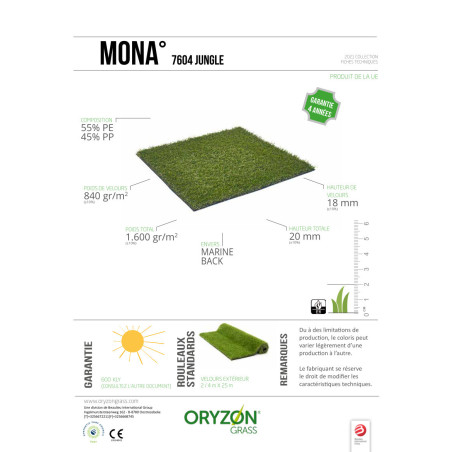 Gazon synthétique Mona 7604 Jungle - ORYZON - rouleau 4M