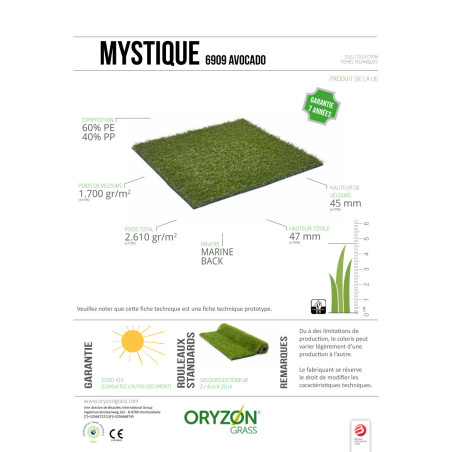 Gazon synthétique Mystique 6909 Avocado - ORYZON - rouleau 4M