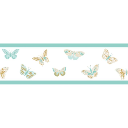 Frise enfant Butterfly bleu ciel beige doré - GIRL POWER - Caselio - GPR100896129