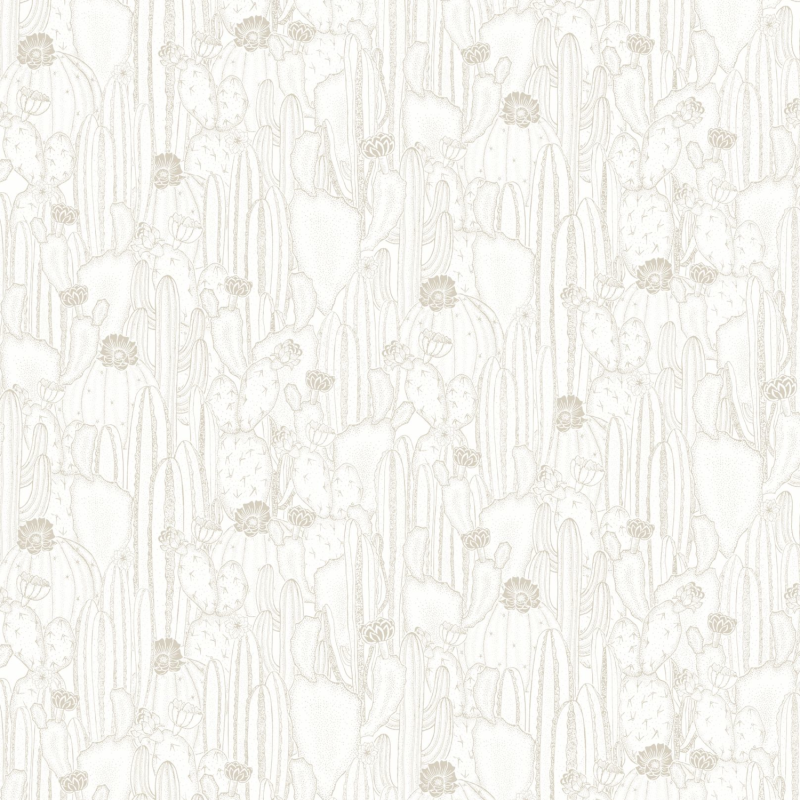 Papier peint Cactaceae blanc taupe - BOTANICA - Casadeco - BOTA85920298