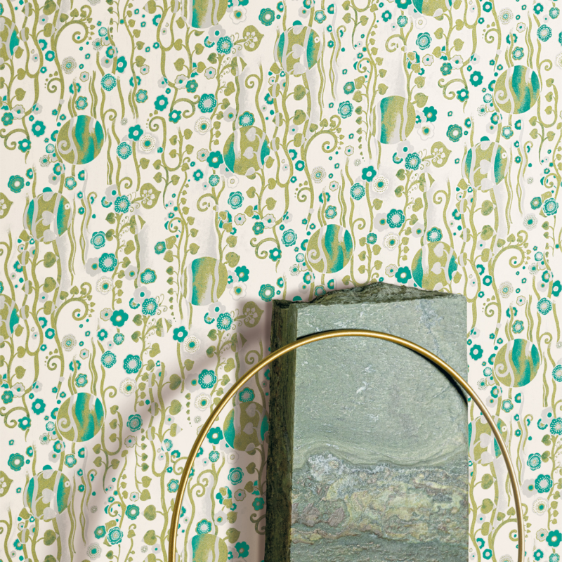 Papier peint Mildred Aqua - AGATHE - Khrôma by Masureel - AGA406