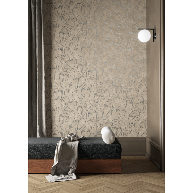 Papier peint Nefertiti Taupe - AGATHE - Khrôma by Masureel - AGA502
