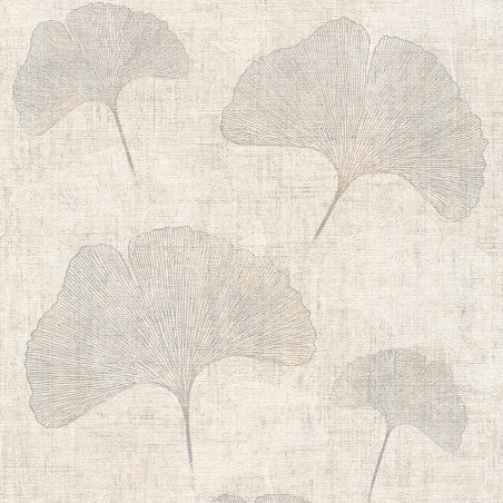 Papier peint Ginkgo gris clair argent- BORNEO - AS Création - 322653