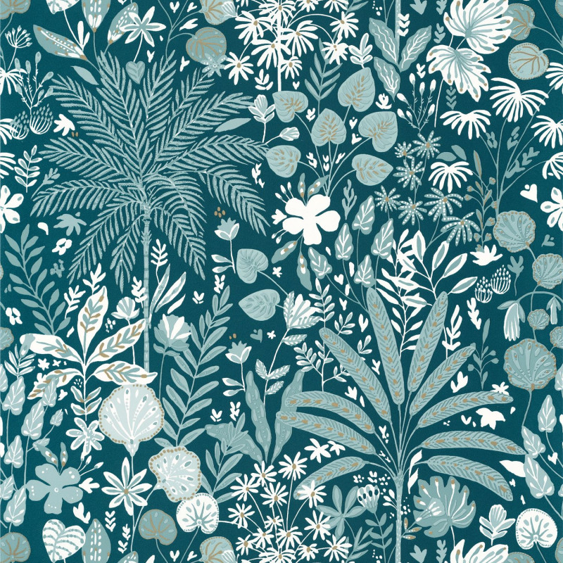 Papier peint Hygge Hope teal blue doré - ONLY BLUE - Caselio - ONB100596120