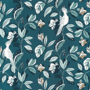 Papier peint Sweet Feathers Teal blue doré - ONLY BLUE - Caselio - ONB102626127