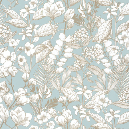 Papier peint Lovely Field smoke blue doré - ONLY BLUE - Caselio - ONB102656026