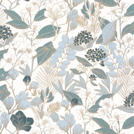 Papier peint Lovely Field teal blue doré - ONLY BLUE - Caselio - ONB102656260