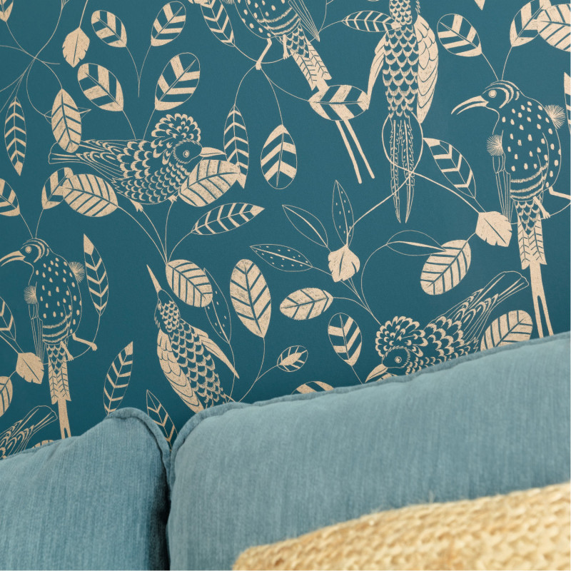 Papier peint Elegante teal blue doré - ONLY BLUE - Caselio - ONB102676100