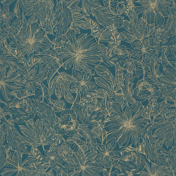 Papier peint Tropical Sun teal blue doré - ONLY BLUE - Caselio - ONB102686123