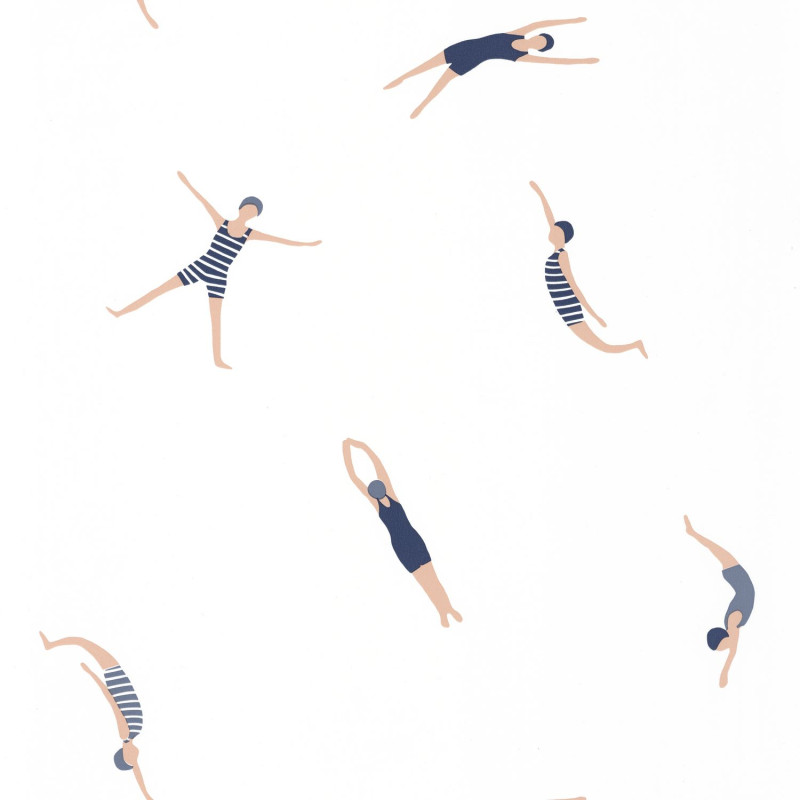 Papier peint Funny Swim midnight blue - ONLY BLUE - Caselio - ONB102696234