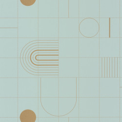 Papier peint Golden Curves smoke blue doré - ONLY BLUE - Caselio - ONB102706027
