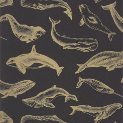 Papier peint Whale Done noir doré - SEA YOU SOON - Caselio - SYO102799298