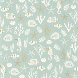 Papier peint Selfish bleu vert d'eau - SEA YOU SOON - Caselio - SYO102807088