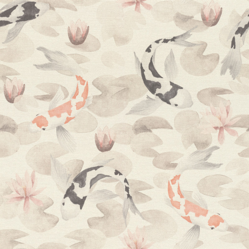 Papier peint Carpes KoÏ perle - KIMONO - Rasch - 409420