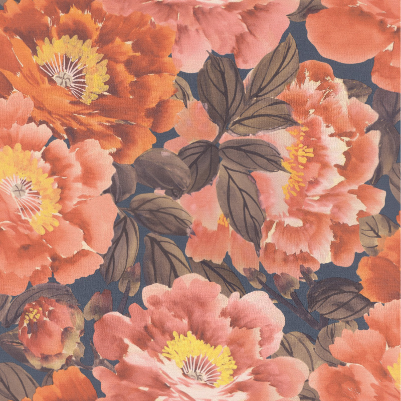 Papier peint Floraison corail - KIMONO - Rasch - 408348