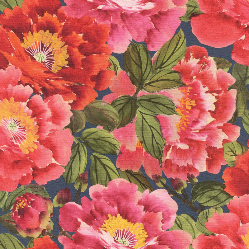 Papier peint Floraison fushia - KIMONO - Rasch - 408355