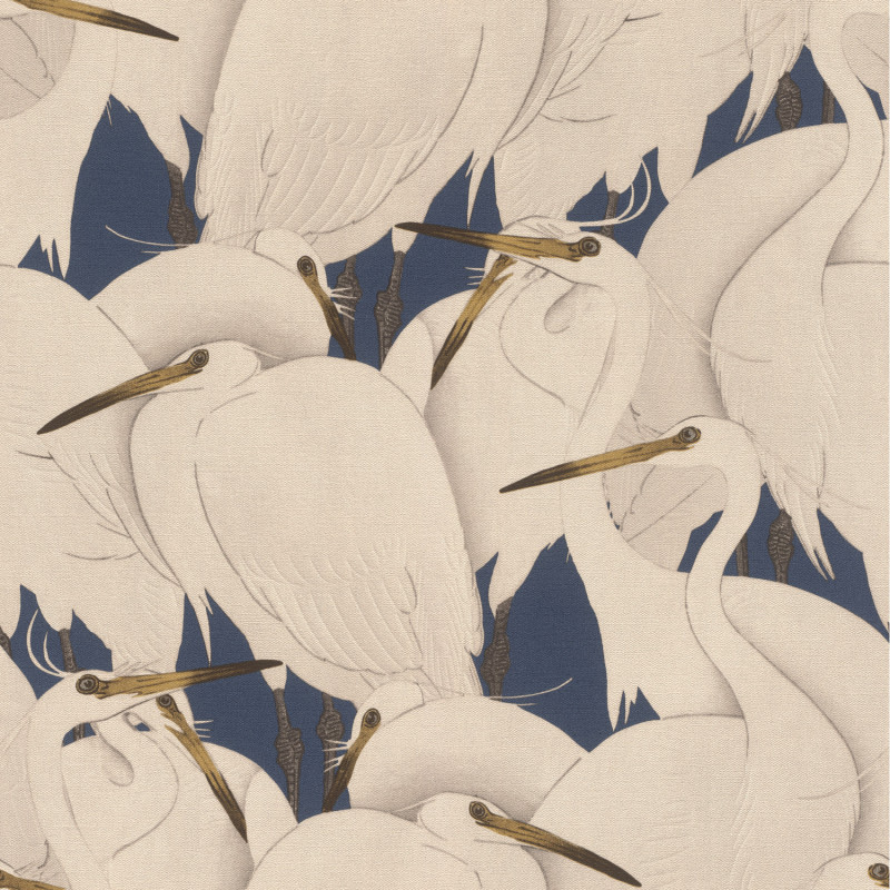 Papier peint Hérons bleu marine - KIMONO - Rasch - 409550