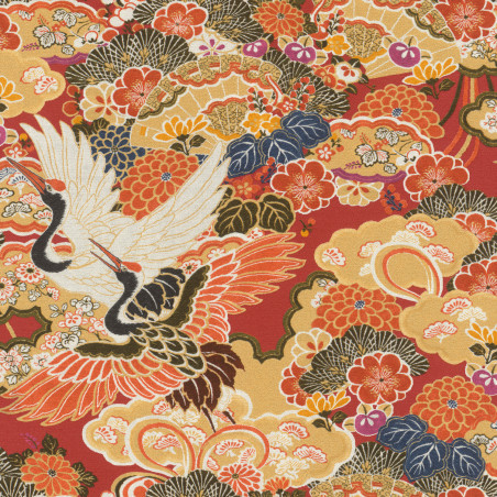 Papier peint Japon jaune orange rouge - KIMONO - Rasch - 409345