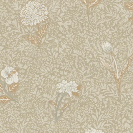 Papier peint Dahlia Camel - OLIVIA - Zoom by Masureel - OLI304