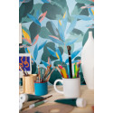 Papier peint Influence bleu cobalt jaune corail - IMAGINATION - Caselio - IMG102156127