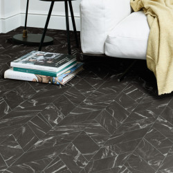 Sol PVC - Ziano T99 chevrons marbre noir - Ultimate Stone IVC - rouleau 4M