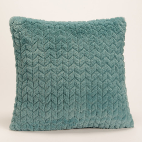 Coussin chevron uni bleu canard - 40x40cm - Amadeus