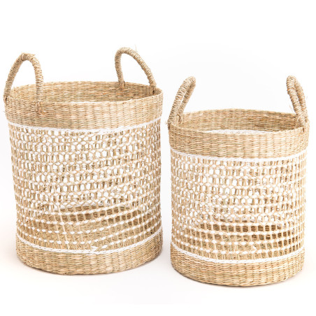 Set de 2 paniers des champs blanc naturel - Amadeus - 153424