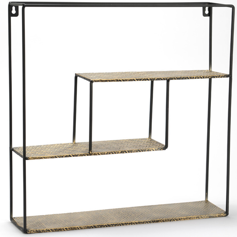 Petite étagère carrée en métal noir et doré 45x45cm - Amadeus - 147775