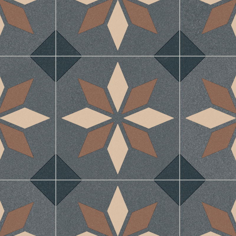 Sol PVC - Scottsdale 691M carreaux bleu/gris brillant - Optima Retro-Tex BEAUFLOR - rouleau 4M
