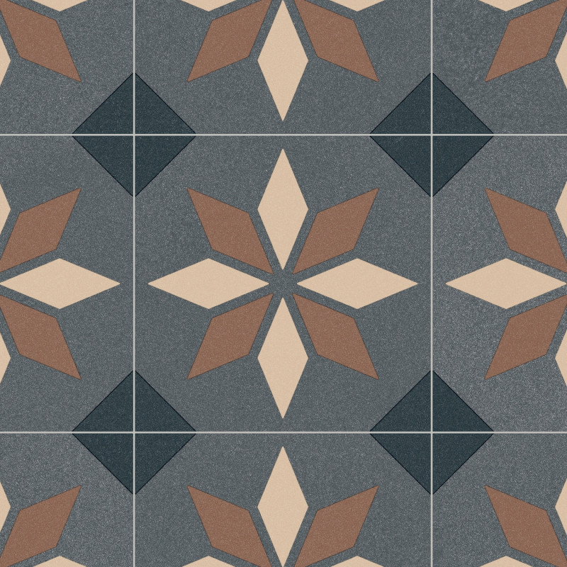 Sol PVC - Scottsdale 691M carreaux bleu/gris brillant - Optima Retro-Tex BEAUFLOR - rouleau 4M