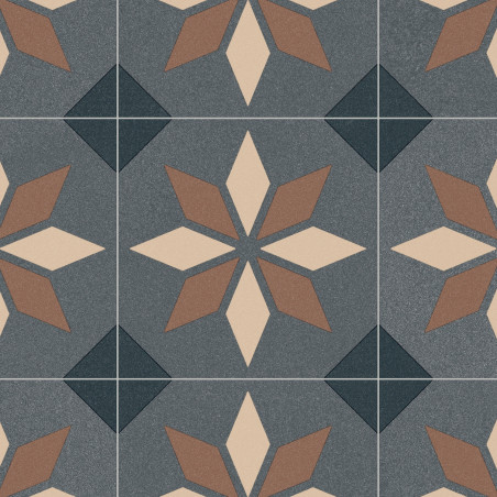 Sol PVC - Scottsdale 691M carreaux bleu/gris brillant - Optima Retro-Tex BEAUFLOR - rouleau 4M