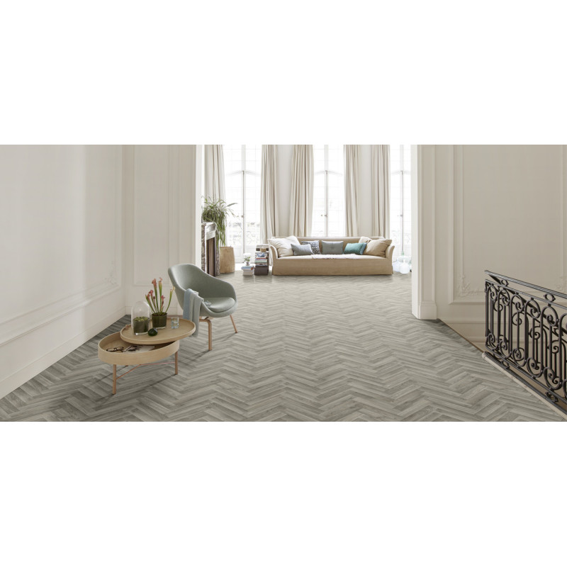 Sol PVC - Oak Chevron 607M chêne gris - Dynasty Optima BEAUFLOR - rouleau 4M