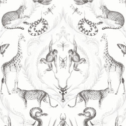 Papier peint Ménagerie blanc et gris - BAMAKO - Lutèce - G78314