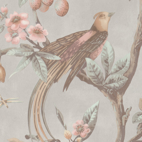 Papier peint Oiseau Paradis gris - BLOOM - Lutèce - BLO442