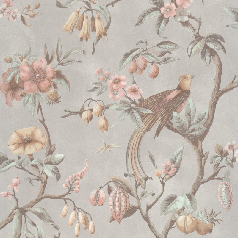 Papier peint Oiseau Paradis gris - BLOOM - Lutèce - BLO442