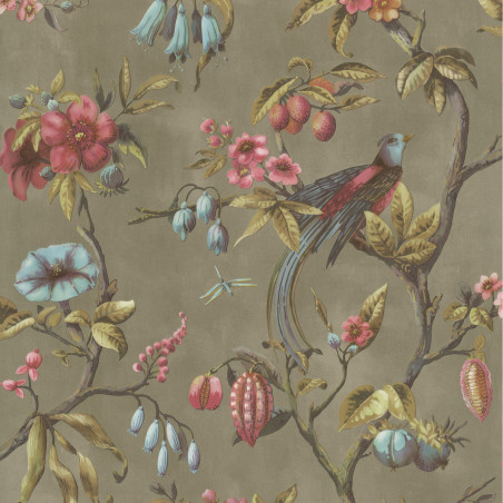 Papier peint Oiseau Paradis beige verdi - BLOOM - Lutèce - BLO445