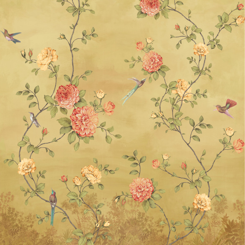 Papier peint Décor Mural Rosier ocre 4 Lés - BLOOM - Lutèce - BLO455DX