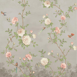 Papier peint Décor Mural Rosier taupe 4 Lés - BLOOM - Lutèce - BLO459DX