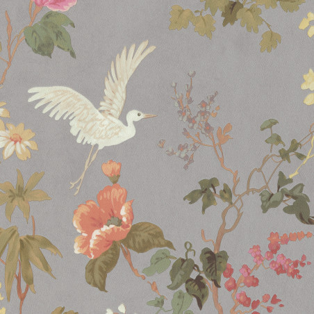 Papier peint Motif Floraison gris - BLOOM - Lutèce - BLO482