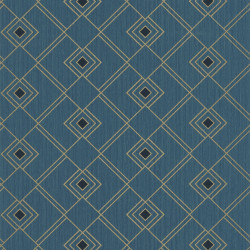 Papier peint Gatsby bleu canard or - SCARLETT - Caselio - SRL100476050