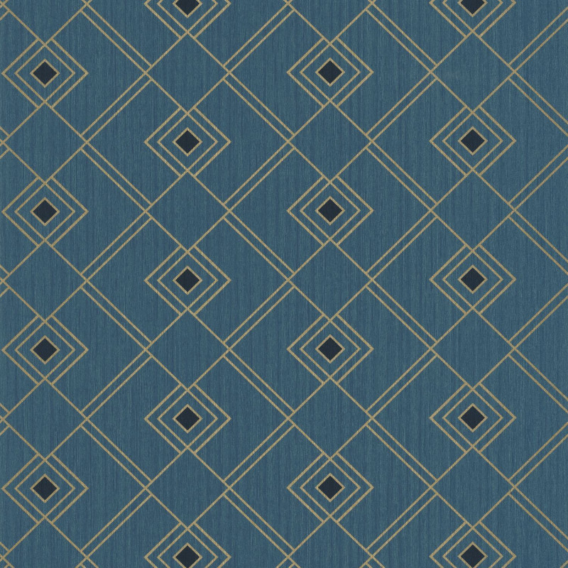 Papier peint Gatsby bleu canard or - SCARLETT - Caselio - SRL100476050