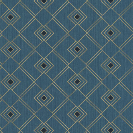 Papier peint Gatsby bleu canard or - SCARLETT - Caselio - SRL100476050