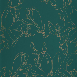 Papier peint Magnolia vert émeraude - IDYLLE  - Casadeco - IDYL83827525